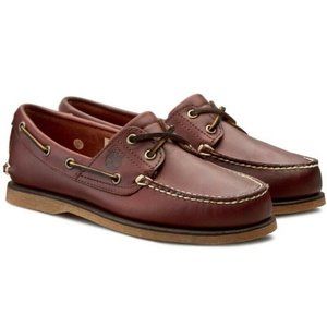 TIMBERLAND MEN'S CLASSIC 2-EYE ROOT BEER SHOE BROWN GRAIN BOAT SHOES 25077